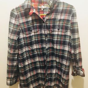 Madewell Green plaid button up
